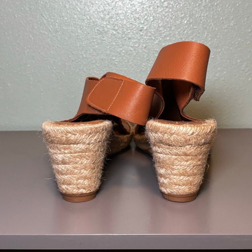 Maypol Spain Tan Leather Espadrille Wedge Sandals Size 38 (US 7.5-8) - Picture 4 of 9